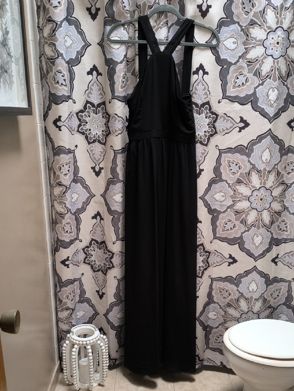 Lulu's Black Cross-Back Wide-Leg Dress